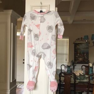 Carter's Baby Girl’s 1 Piece Cotton Footsie Art Sleeper - Pink/White.
